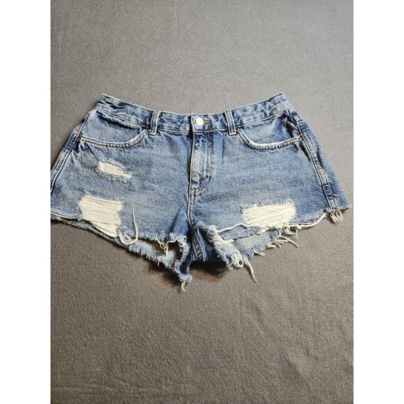 Topshop Pants - TOPSHOP Moto Shorts Womens 6 Blue Denim Jean Shorts Distressed Biker